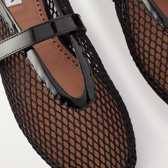 Patent leather-trimmed mesh ballet flats - Picture 7 of 8